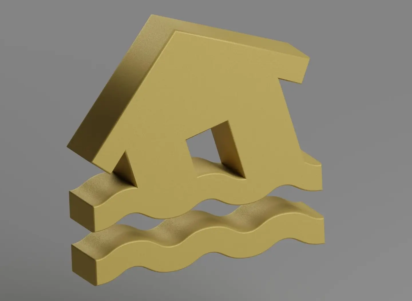 three dimensional graphic model house sinking 