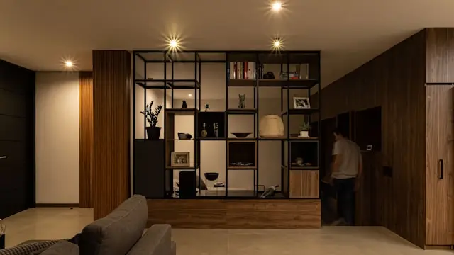 modern style high value room with man walking away